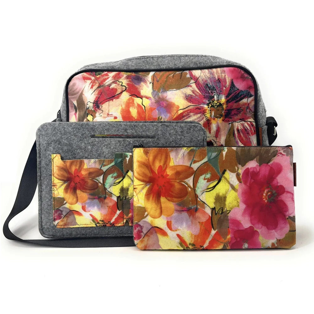 Accessoires sac | Trousse en feutrine écologique imprimé GARDEN