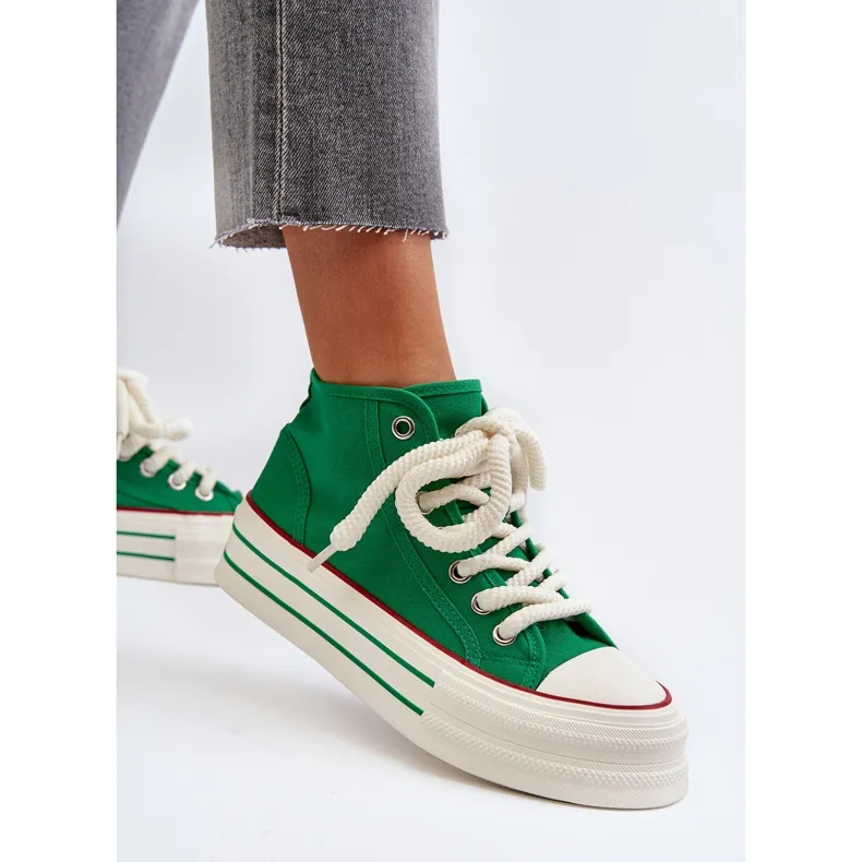 Baskets Plateforme Femme Vert Aineri
