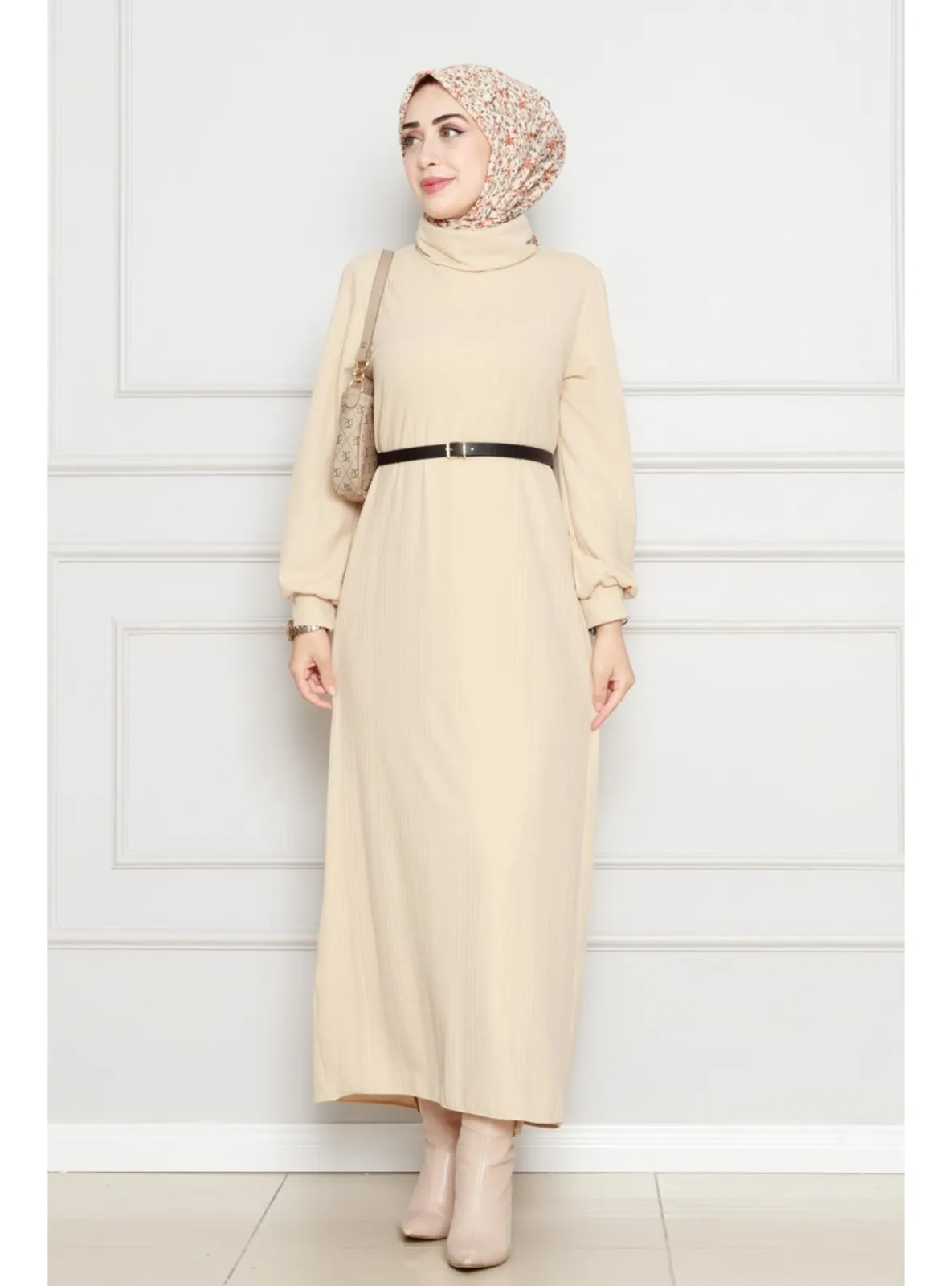 Beige - Modest Dress