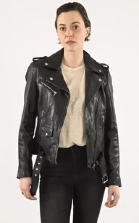 Blouson cuir Paula Noir Rose Garden - La Canadienne - Blousons Cuir Noir