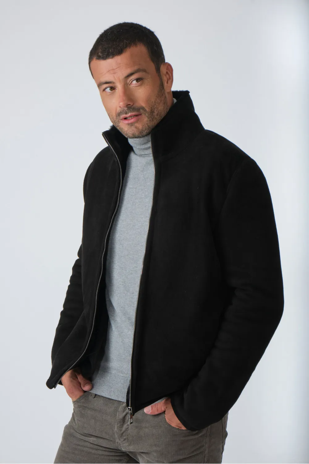 Blouson peau lainée noir, Cesare 1955 - BELLINI Noir | Cesare Nori
