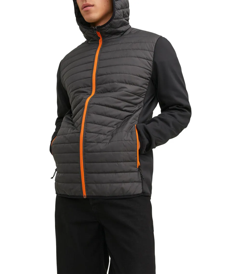 Blouson à capuche Jack & Jones avec manches longues et col à capuche anthracite