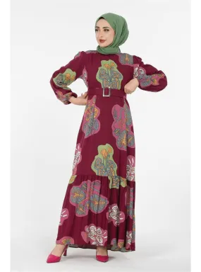 Burgundy - Modest Dress