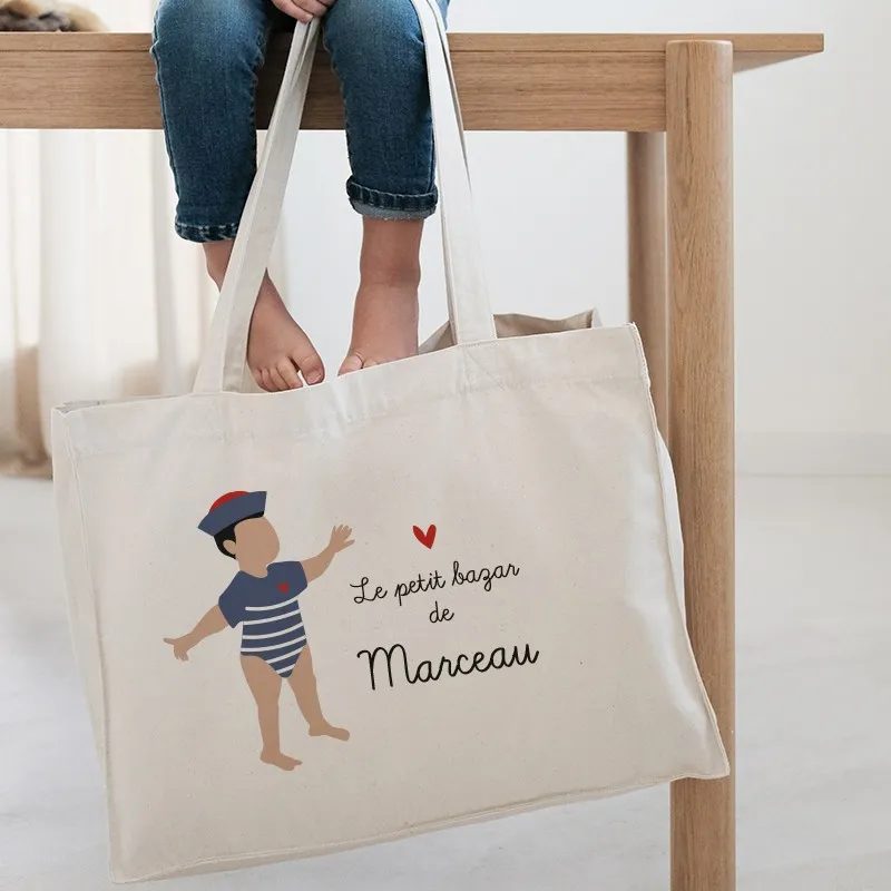 Cabas garçon Le petit bazar - Personnalisable