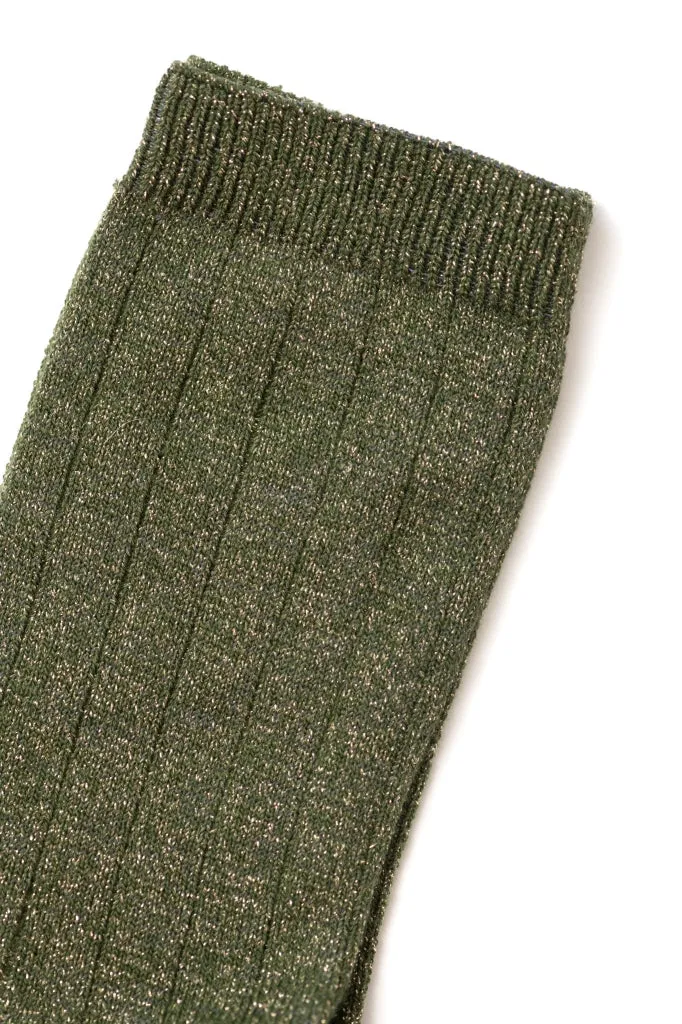 Chaussette en coton bio COLETTE kaki mousse