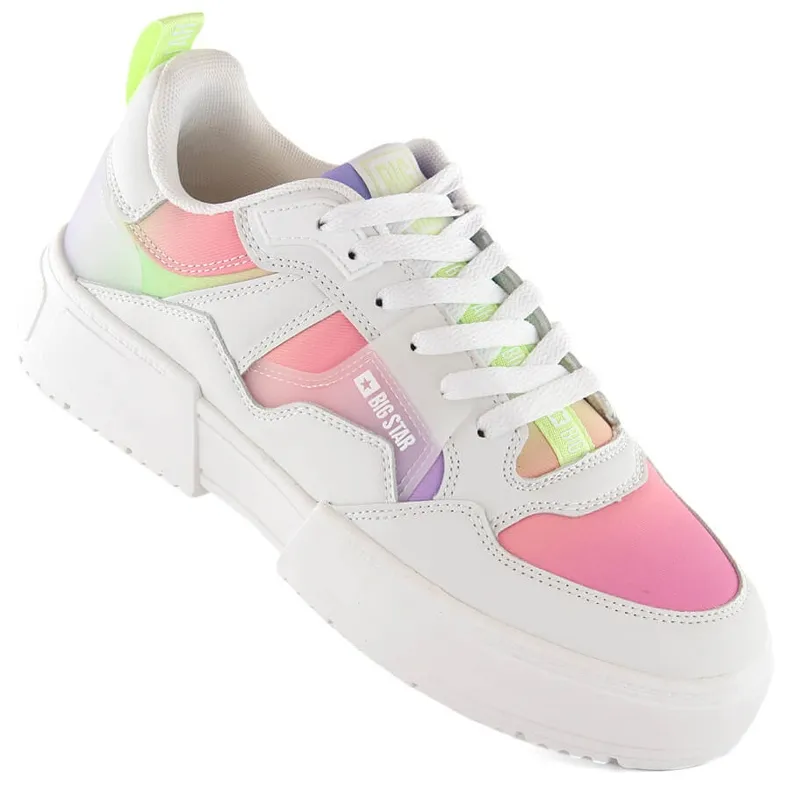 Chaussures de sport plateforme multicolores femme Big Star NN274359 blanche
