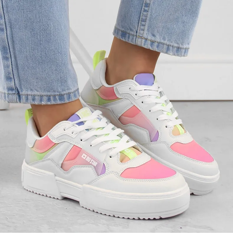 Chaussures de sport plateforme multicolores femme Big Star NN274359 blanche