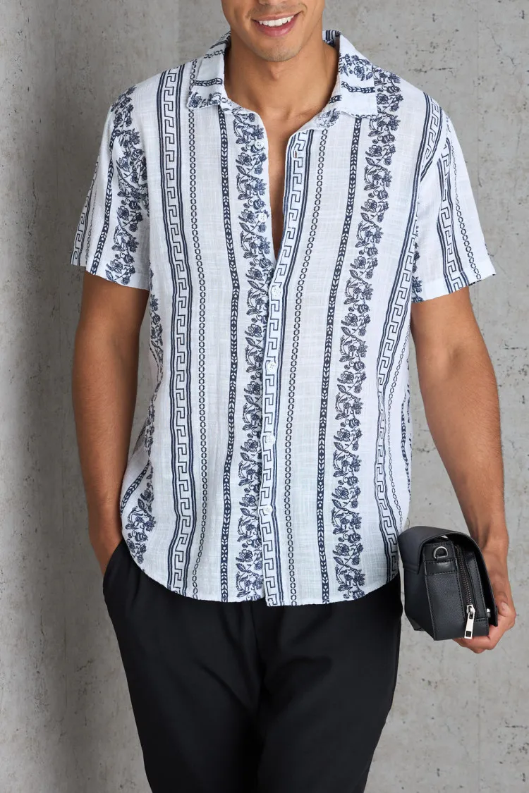 Chemise blanche à motif atèque
