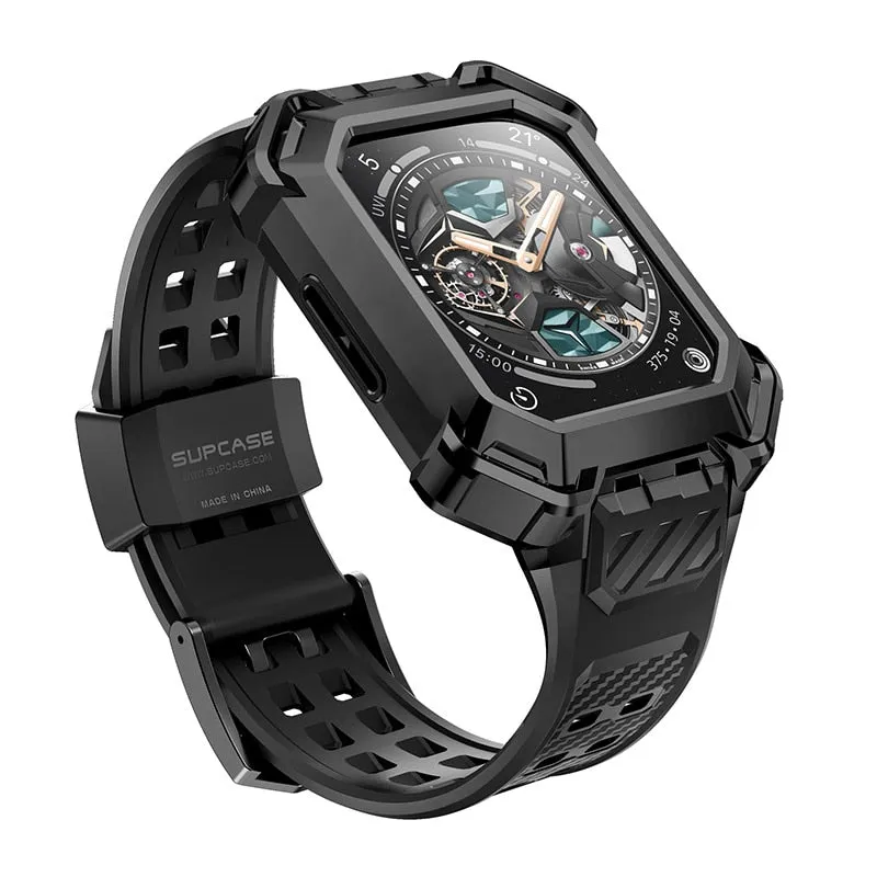 Coque protectrice anti-choc incassable avec bracelet souple pour Apple Watch 8, 7, 6, 5, 4, SE