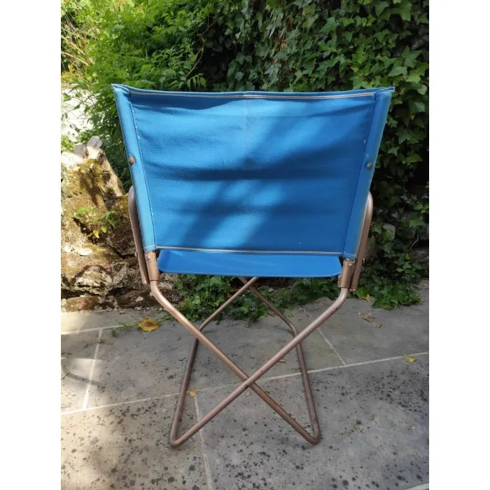 Fauteuil de camping pliant Vintage PLIANFER bleu ciel - Le palais des bricoles