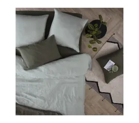 Housse De Couette 2 Personnes En Lin Lavé Vert Céladon 240 X 220 Cm