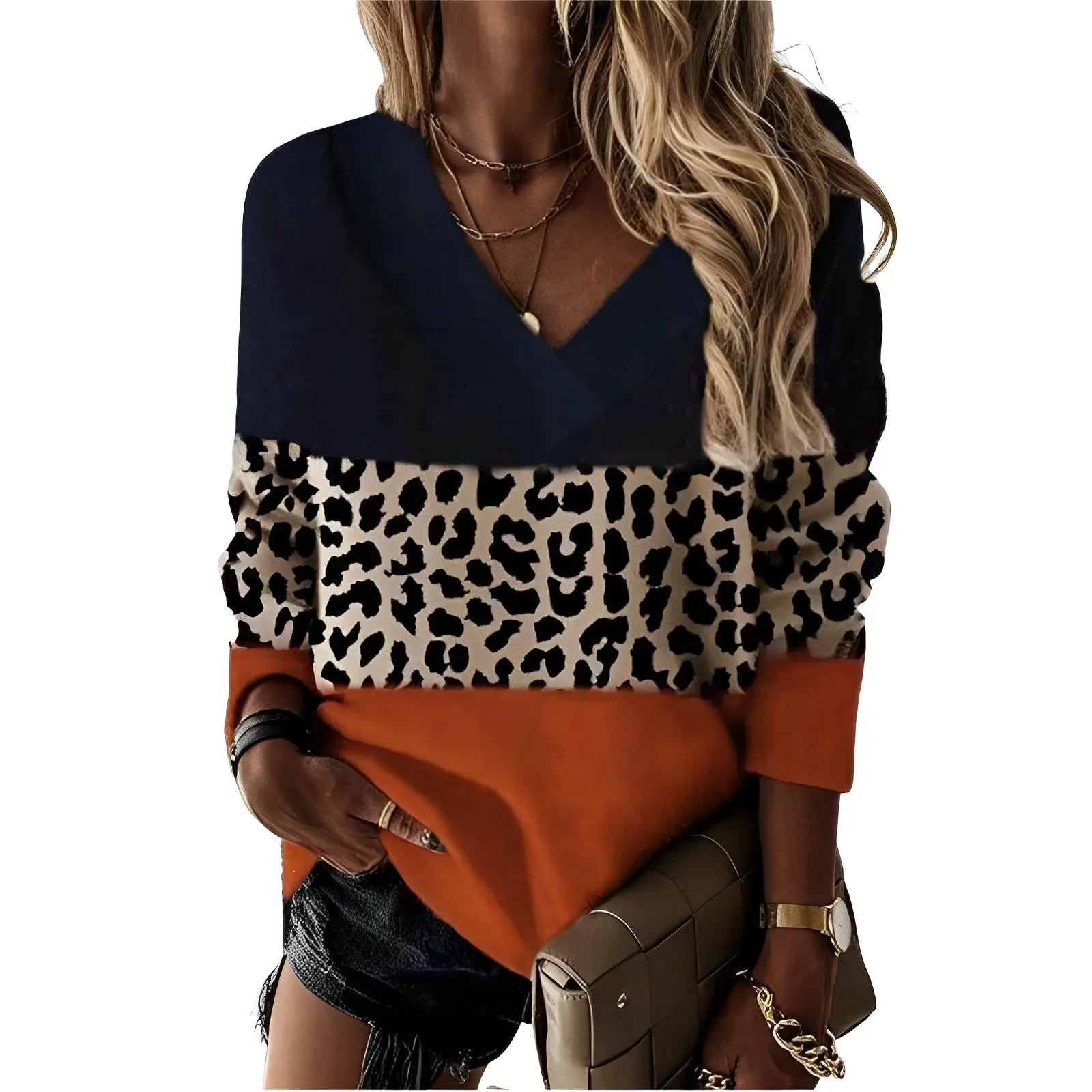Josceline - Sweat-shirt à col en V avec imprimé