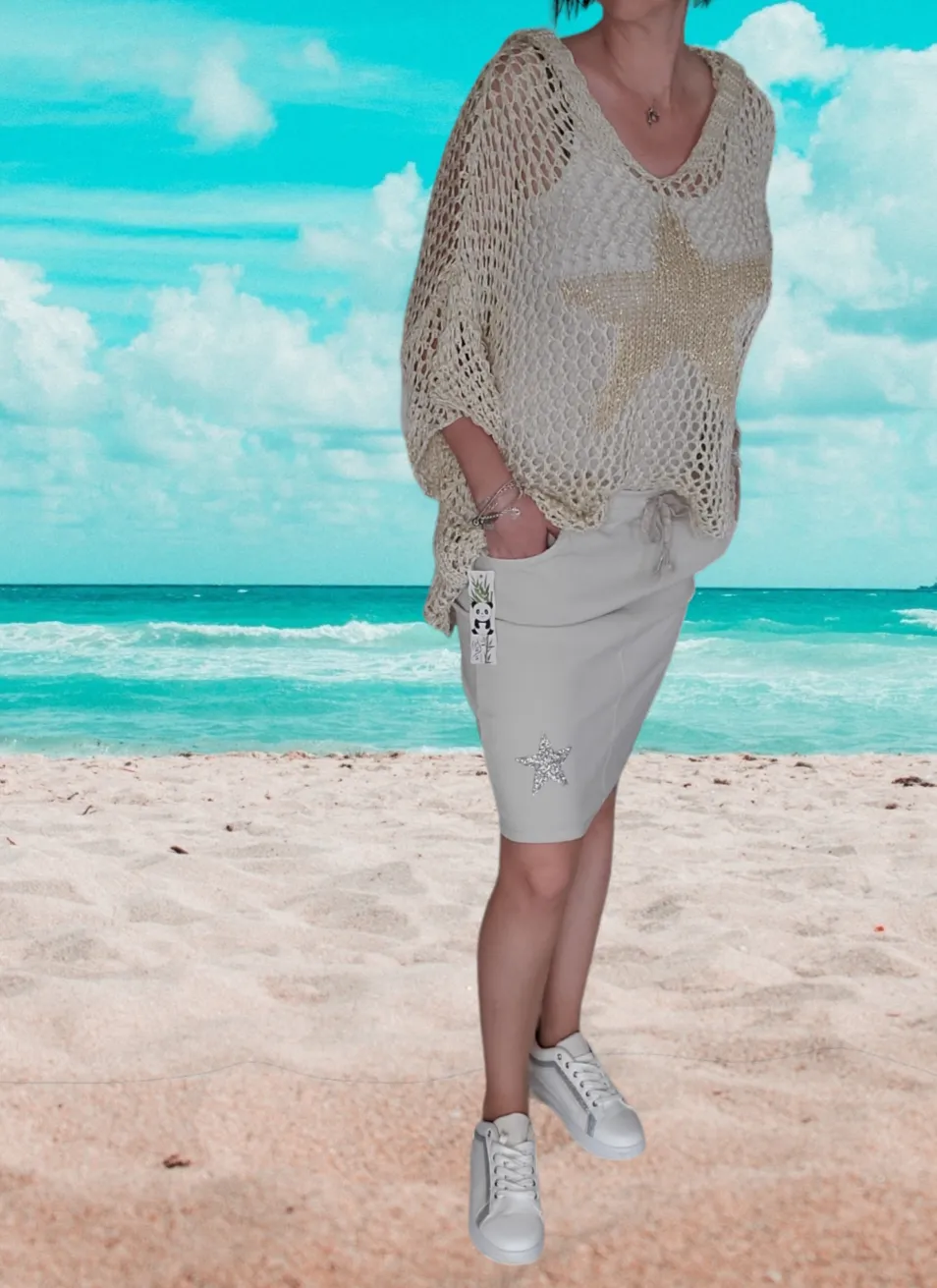 Jupe étoile beige