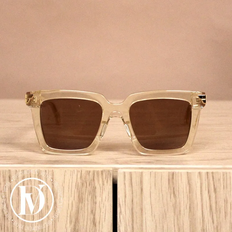 Lunettes de soleil en acétate beige – Bottega Veneta