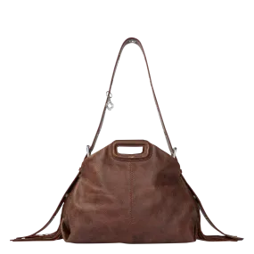 MAJE  Sac épaule en cuir miss m - Marron
