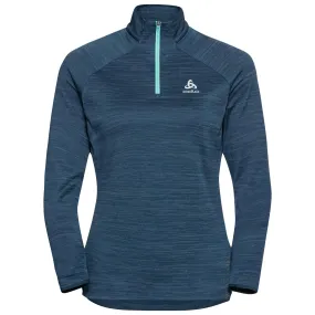 Manches Longues Odlo Women Mid Layer 1/2 Zip Run Easy Warm Blue Wing Teal Melange