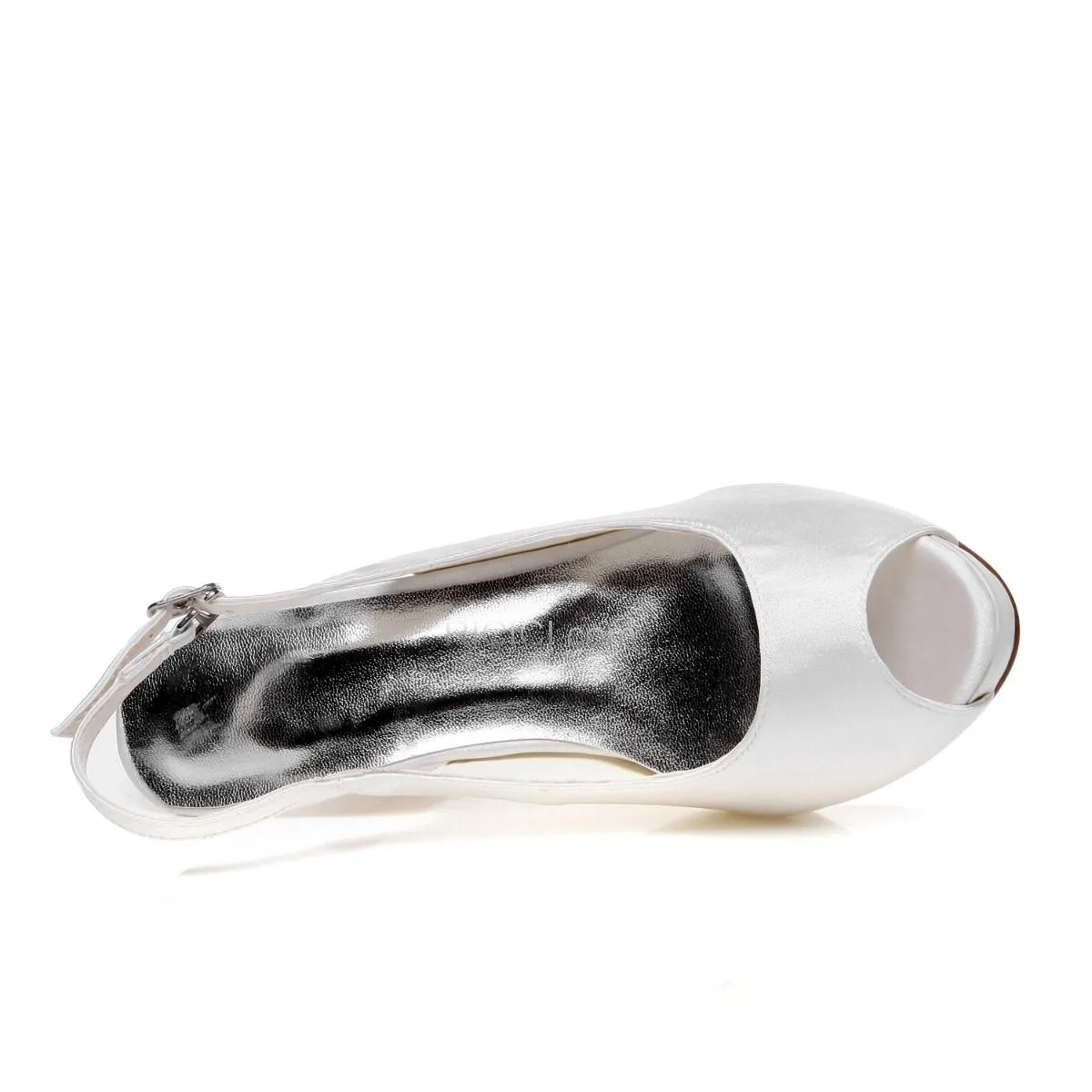 Nu Pied Bout Ouvert Satin Chaussure Mariage Talon Aiguille 10 cm Talon Haut Blanche Élégant Bout Rond