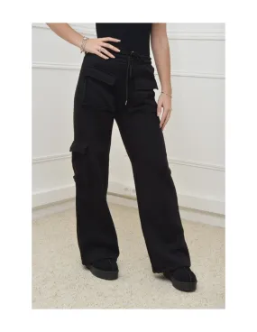 PANTALON DE SURVÊTEMENT CARGO-NOIR  -FEMME