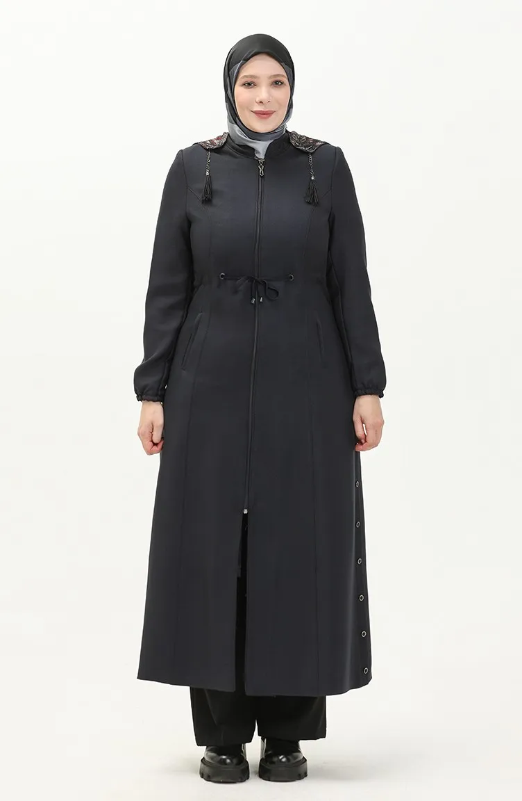 Pardessus à Capuche Grande Taille 0471-04 Bleu Marine 0471-04