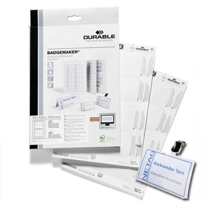 Planches d'impression pour badges - 30 x 60 mm - 540 étiquettes - blanc