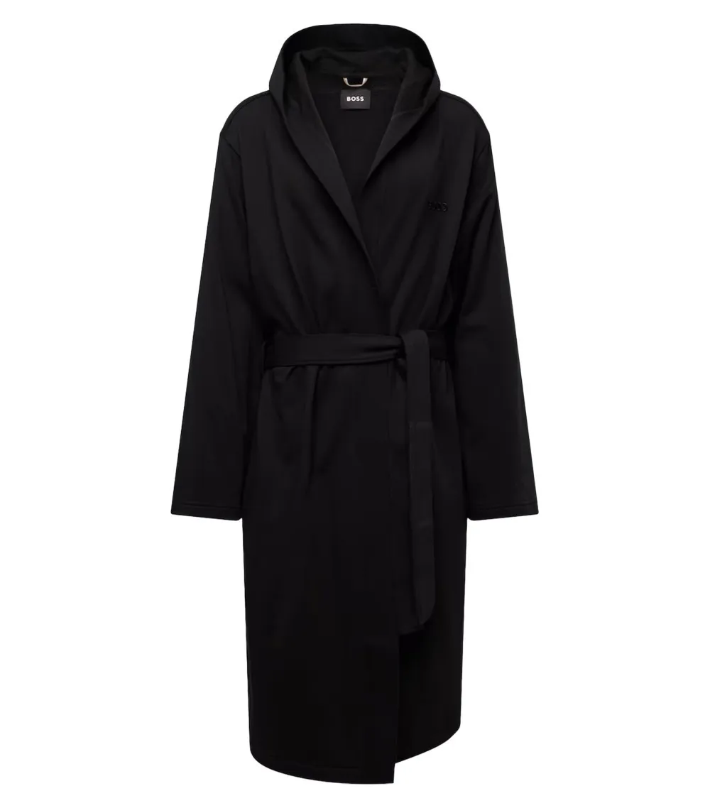 Robe de chambre Boss en coton et col à capuche noire