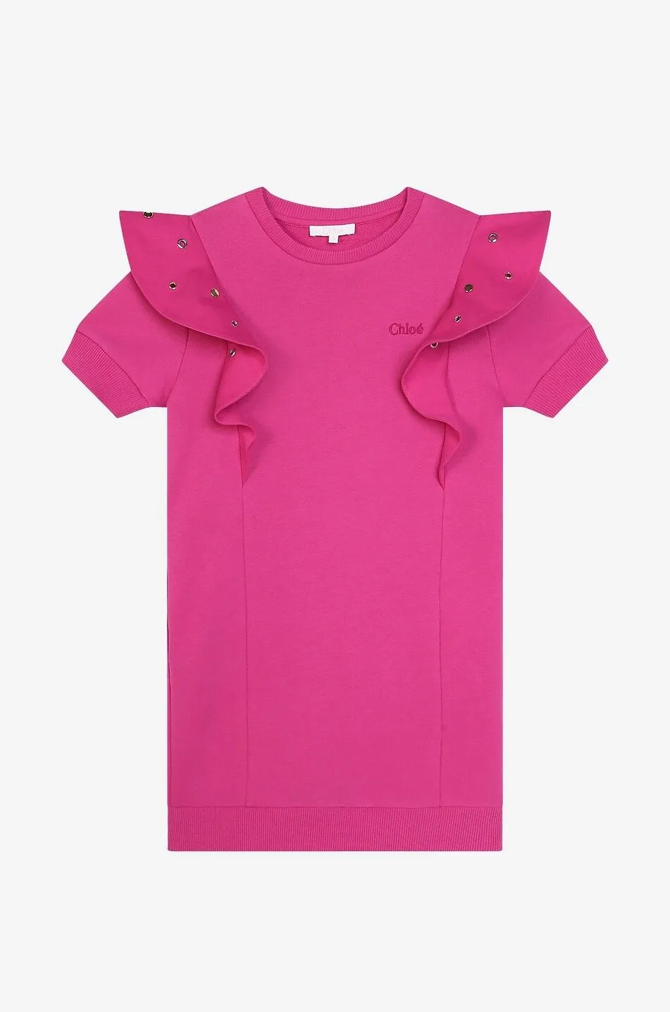 Robe sweat à manches courtes fille embellie de volants