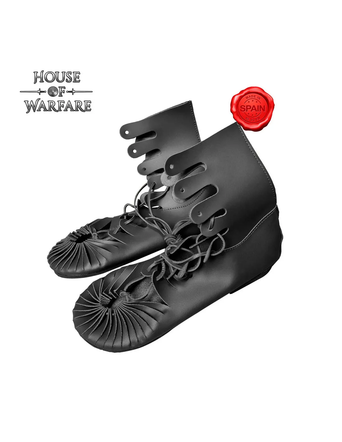 Sandales médiévales hispano-romaines en cuir, noires ⚔️ Boutique Épées
