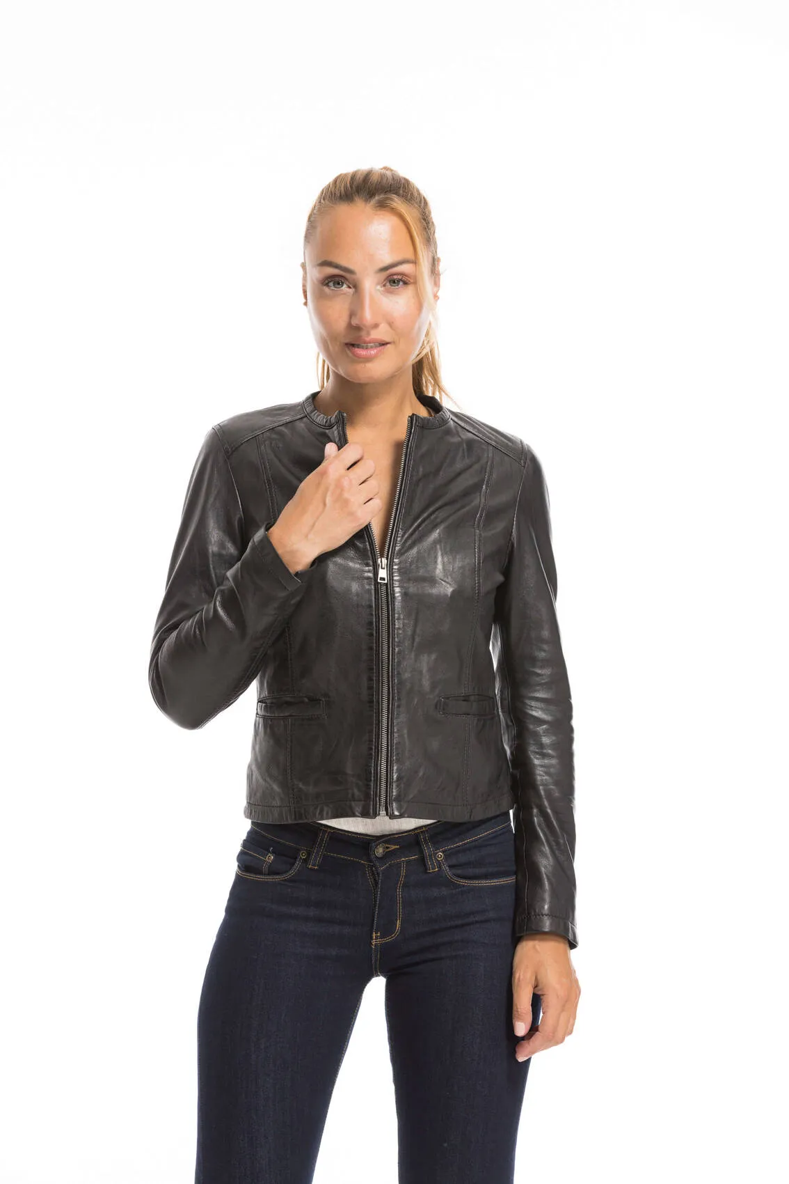 Spencer cuir femme noir Oakwood