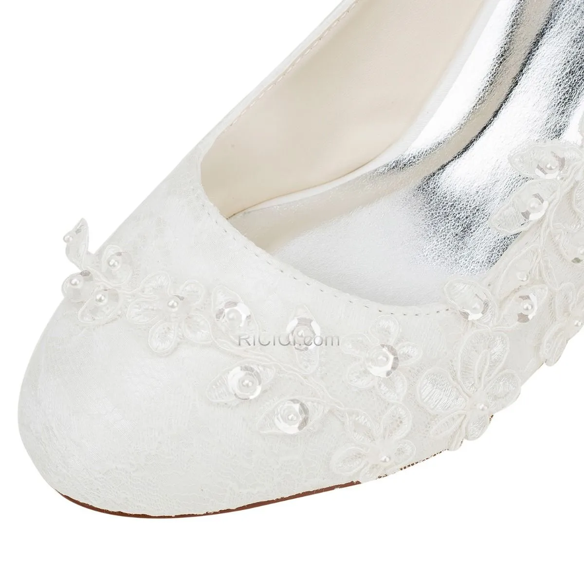 Strass Talon Mid Bout Rond Chaussure Mariée Belle Ivoire Tulle Escarpins