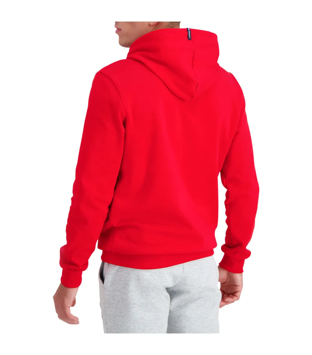 Sweat Coq Sportif coton mélangé avec manches longues et col à capuche rouge