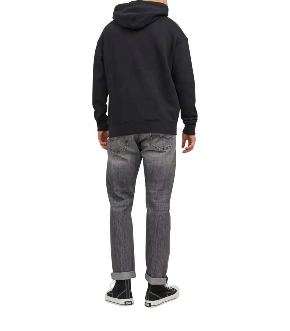 Sweat Jack & Jones coton mélangé avec manches longues et col à capuche noir
