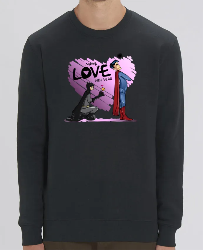 Sweat-shirt MAKE LOVE NOT WAR (BATMAN VS SUPERMAN) Par teeshirt-design.com