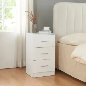 Table de chevet Aurdal avec 3 tiroirs panneau de particules 66 x 37 x 35 cm blanc brillant