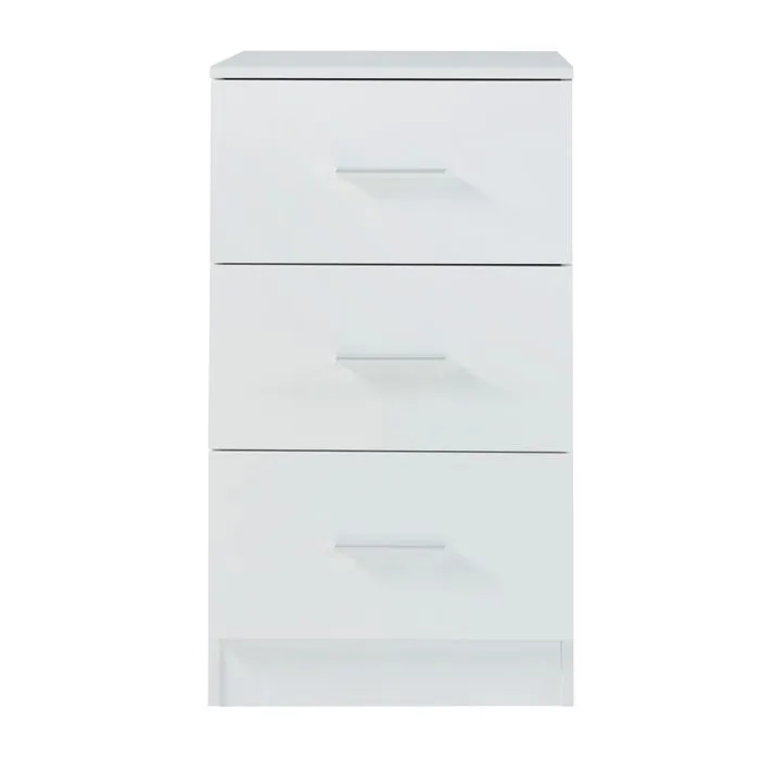 Table de chevet Aurdal avec 3 tiroirs panneau de particules 66 x 37 x 35 cm blanc brillant