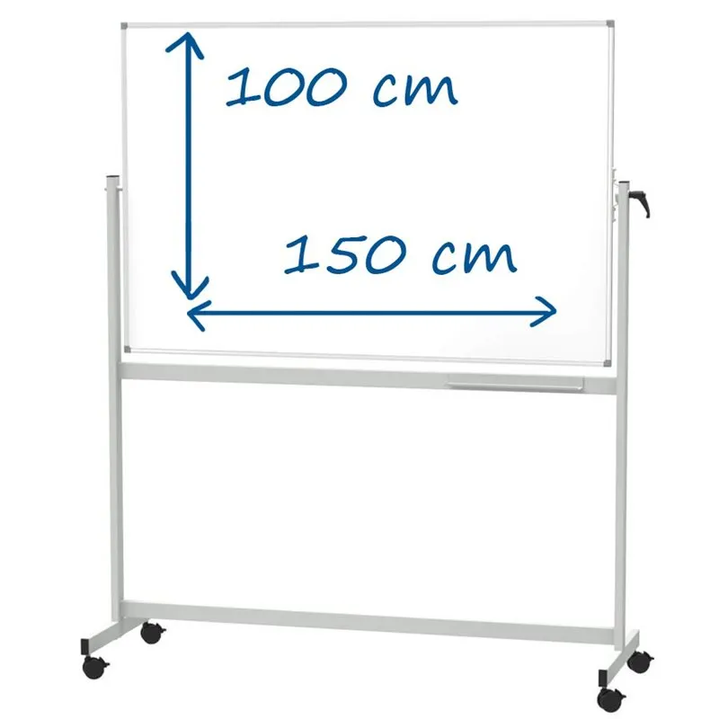 Tableau blanc reversible à roulettes essentiel - émaillé - 150 x 100 cm
