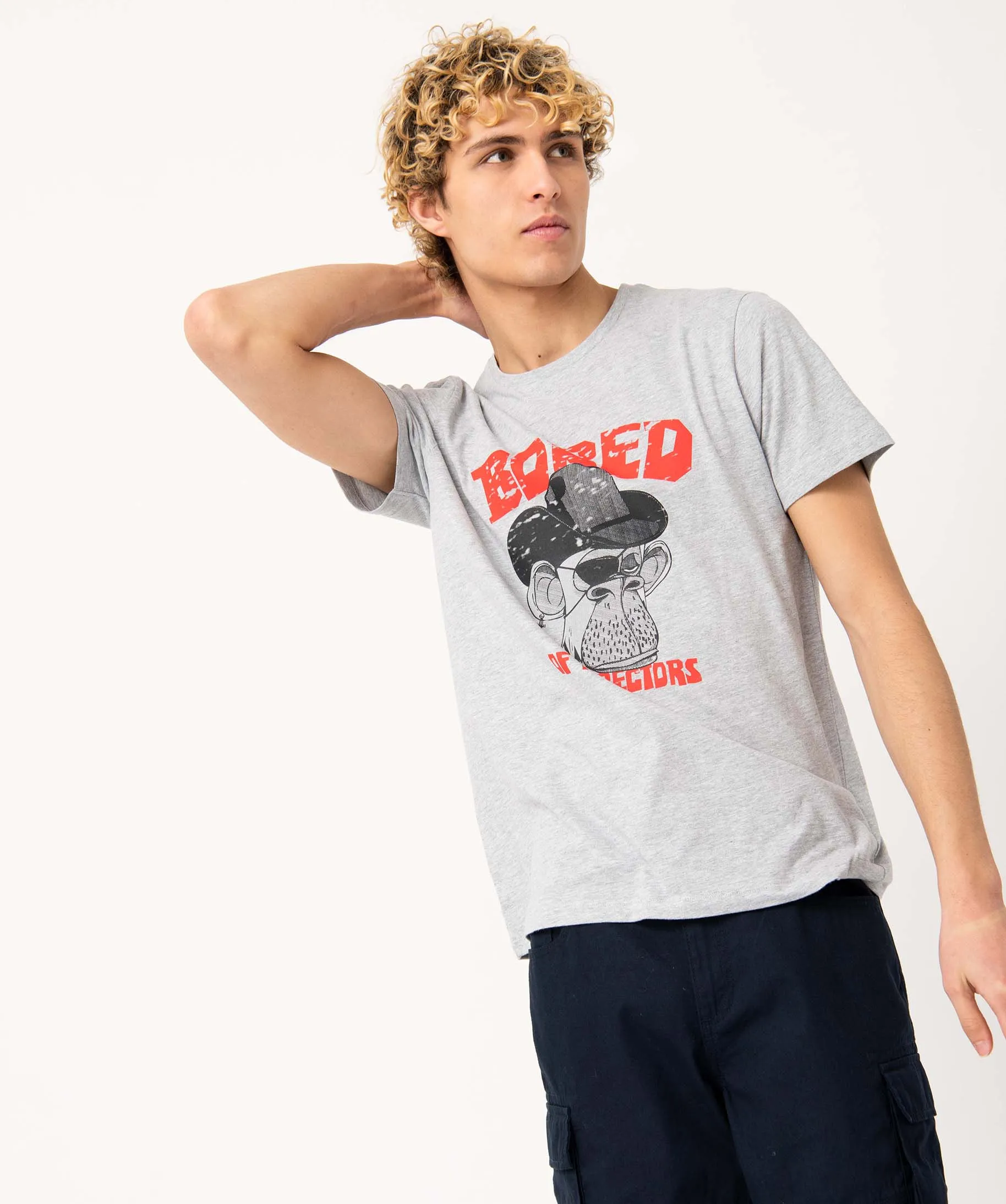 Tee-shirt homme imprimé à manches courtes - Bored of Directors gris clair
