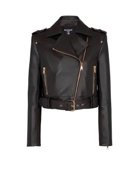 Veste courte biker en cuir